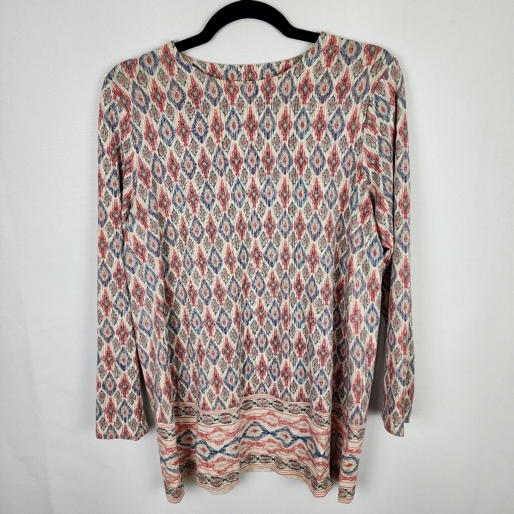 J‎ Jill Luxe Supima Forward Seam Geometric Print Tunic SIZE MP